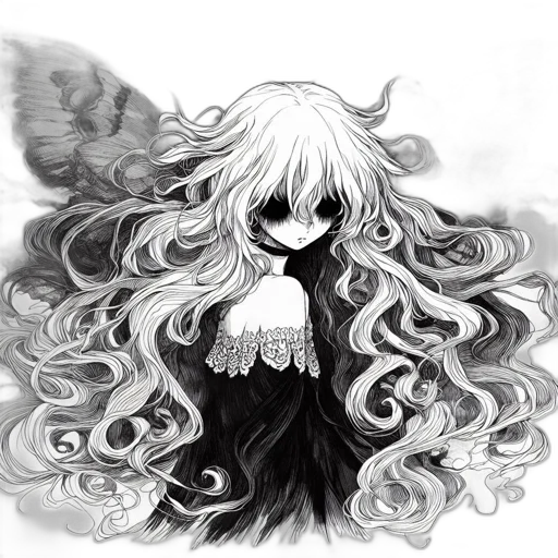 mask, hair, creature, face, fantasy art, anime, concept art, comic book art transparent PNG cut-out