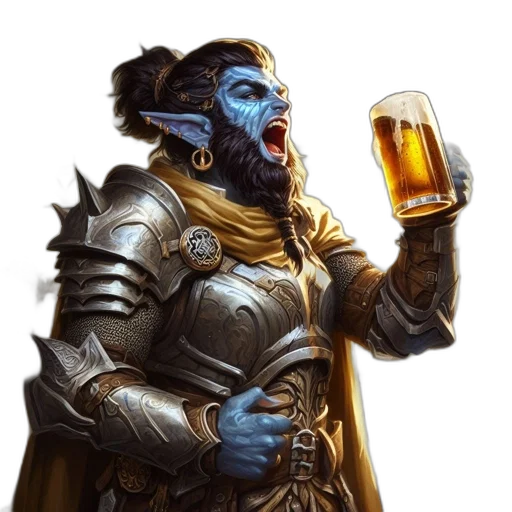 dragon, fantasy art, concept art, blue, orc-like, figure, silvery, armor transparent PNG cut-out