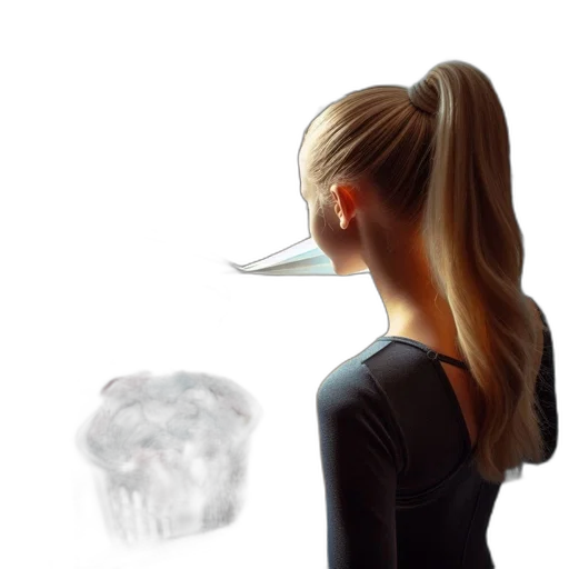 hair, umbrella, mask, face, concept art, photorealistic, fantasy art, 3d render transparent PNG cut-out