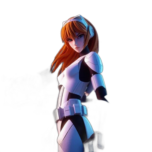 robot, weapon, staff, concept art, anime, 3d render, pixel art, outer space transparent PNG cut-out