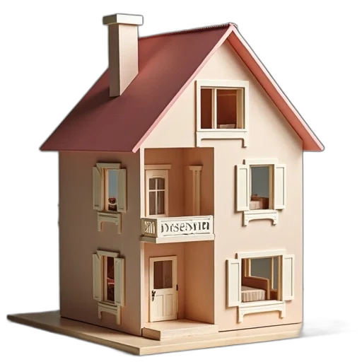 building, furniture, 3d render, photorealistic, concept art, toy, doll, house transparent PNG cut-out