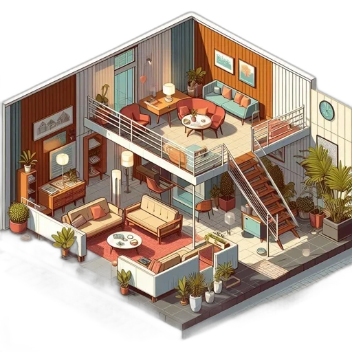 furniture, building, 3d render, concept art, photorealistic, pixel art, city street, earth tones transparent PNG cut-out