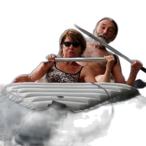 underwater, outer space, fog, man, woman, raft, navigate, through transparent PNG cut-out