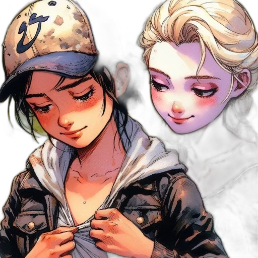 jacket, comic book art, concept art, watercolor, cartoon, snow, fire, neon lights transparent PNG cut-out