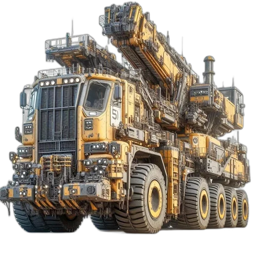 robot, weapon, car, concept art, 3d render, fantasy art, photorealistic, large transparent PNG cut-out