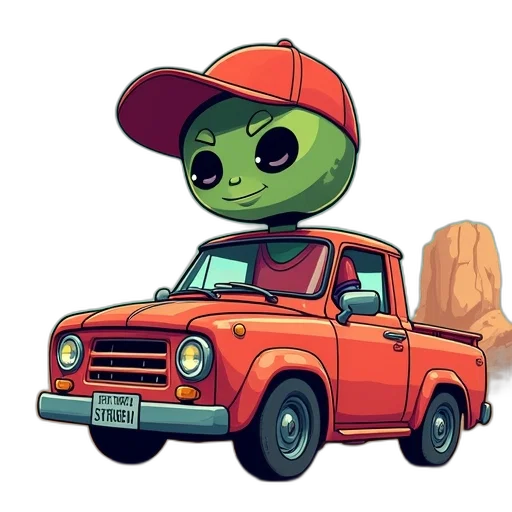 car, concept art, pixel art, cartoon transparent PNG cut-out