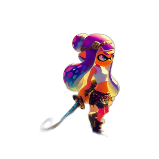 weapon, dress, staff, mask, 3d render, concept art, vaporwave, pixel art transparent PNG cut-out