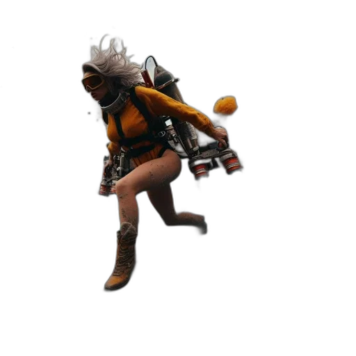 weapon, staff, jacket, mask, concept art, 3d render, pixel art, cyberpunk transparent PNG cut-out
