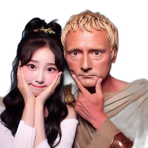 vaporwave, photorealistic, fantasy art, anime, two, individuals, stand, before transparent PNG cut-out