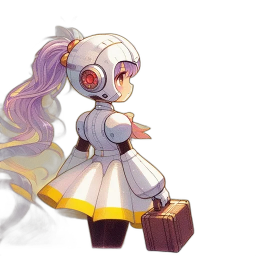 robot, staff, weapon, dress, concept art, pixel art, anime, fantasy art transparent PNG cut-out