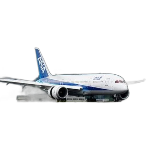 photorealistic, 3d render, white, ana, airplane, blue, accents, runway transparent PNG cut-out
