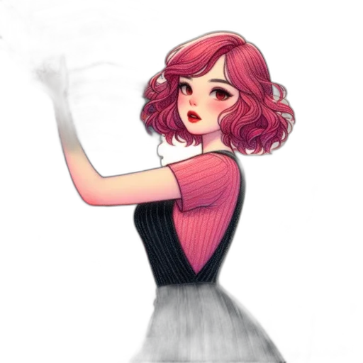 dress, hair, staff, creature, watercolor, concept art, fantasy art, cartoon transparent PNG cut-out