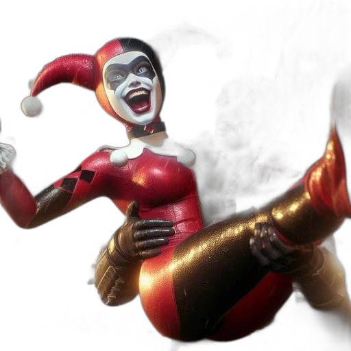 mask, concept art, 3d render, comic book art, harley, quinn, batman, depicted transparent PNG cut-out