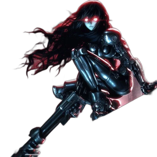 weapon, hair, concept art, comic book art, 3d render, fantasy art, dark, stormy transparent PNG cut-out
