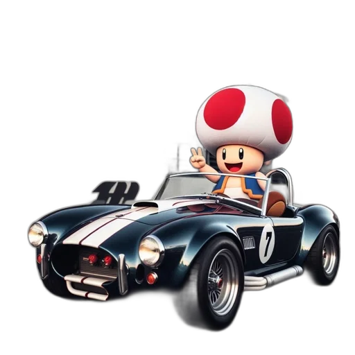 car, concept art, 3d render, pixel art, cartoon, anthropomorphic, toad, wearing transparent PNG cut-out