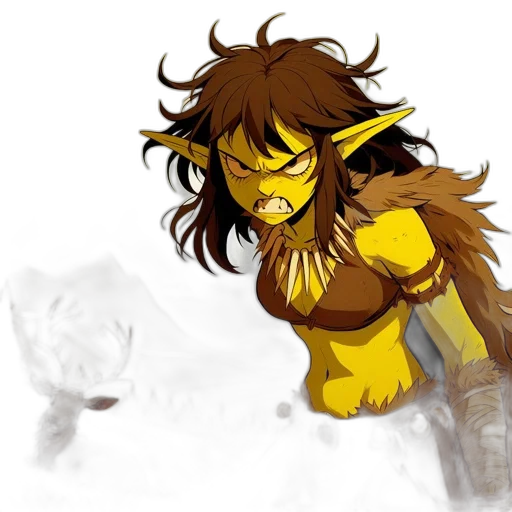 fantasy art, concept art, comic book art, pixel art, golden, elf-like, figure, animal transparent PNG cut-out