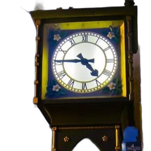 3d render, vintage, clock, roman, numerals, floral, decorations, stands transparent PNG cut-out