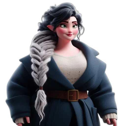 dress, jacket, staff, concept art, 3d render, fantasy art, cartoon, snow transparent PNG cut-out