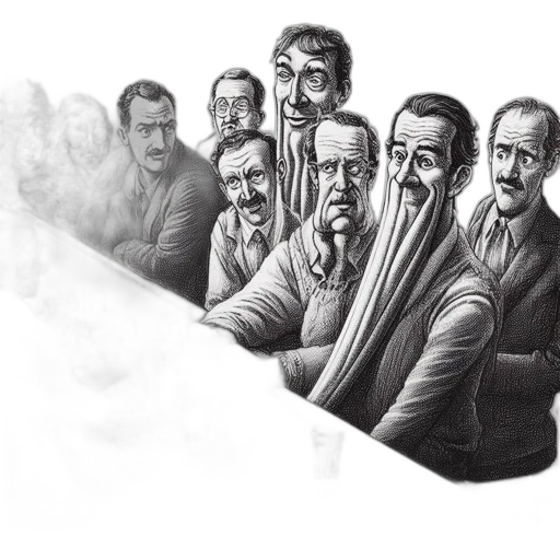 staff, face, mask, concept art, pencil sketch, comic book art, cartoon, fog transparent PNG cut-out