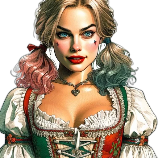 dress, face, jewelry, fantasy art, photorealistic, comic book art, oil painting, illustrated transparent PNG cut-out