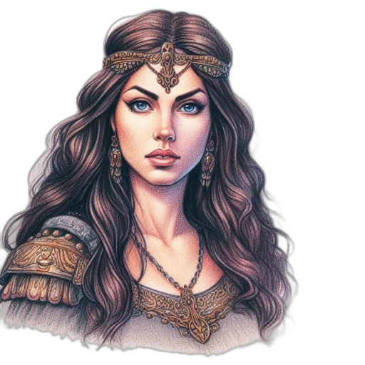 crown, jewelry, face, fantasy art, concept art, comic book art, pixel art, earth tones transparent PNG cut-out