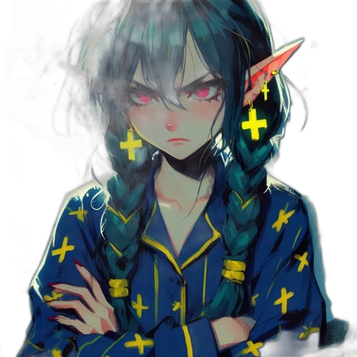 staff, jacket, creature, mask, pixel art, watercolor, anime, concept art transparent PNG cut-out