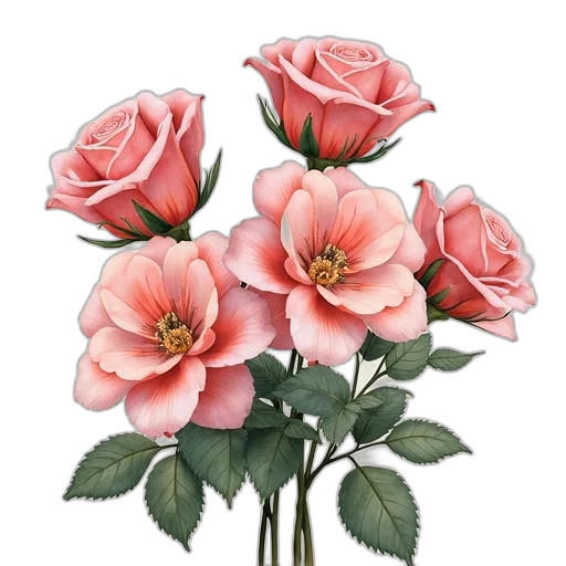 flower, crown, jewelry, photorealistic, oil painting, watercolor, pencil sketch, red transparent PNG cut-out