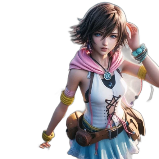 concept art, fantasy art, 3d render, photorealistic, pastel, animated, woman, stands transparent PNG cut-out