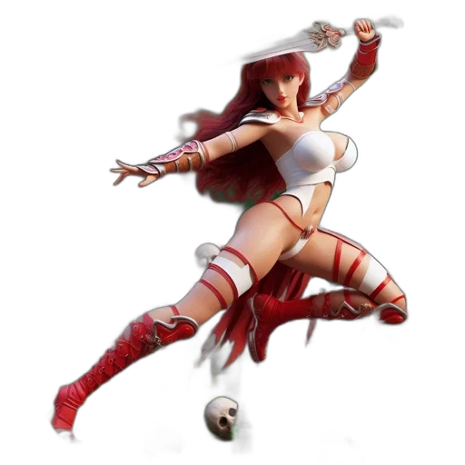 fantasy art, concept art, pixel art, 3d render, female, warrior, dynamic, pose transparent PNG cut-out