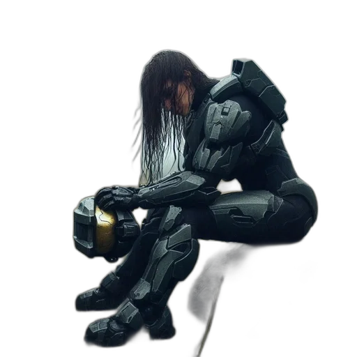robot, creature, mask, jacket, cyberpunk, concept art, 3d render, pixel art transparent PNG cut-out