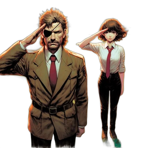 comic book art, concept art, anime, cartoon, two, individuals, one, man transparent PNG cut-out
