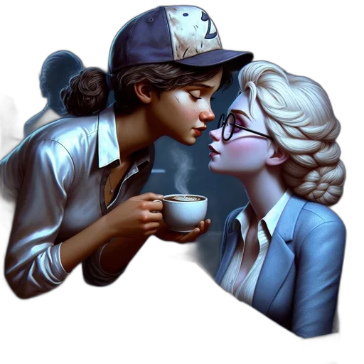 hat, concept art, pixel art, photorealistic, comic book art, neon lights, two, female transparent PNG cut-out