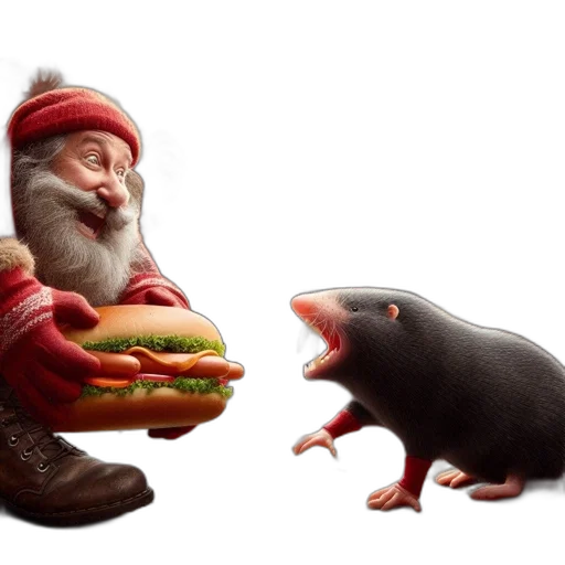 food, animal, creature, hat, concept art, 3d render, photorealistic, festive transparent PNG cut-out
