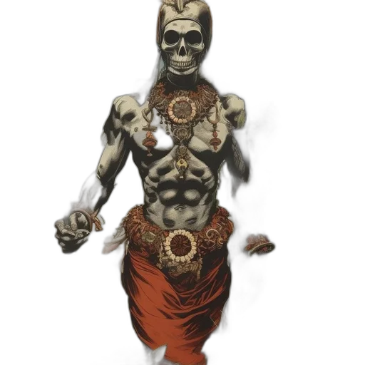 mask, staff, jewelry, robot, concept art, comic book art, fantasy art, 3d render transparent PNG cut-out