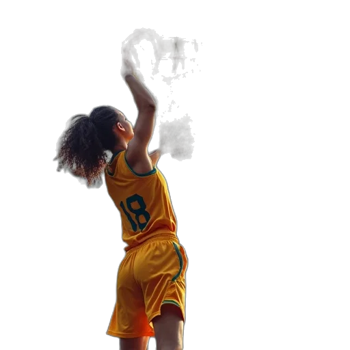 photorealistic, concept art, fantasy art, 3d render, woman, basketball, player, dunking transparent PNG cut-out