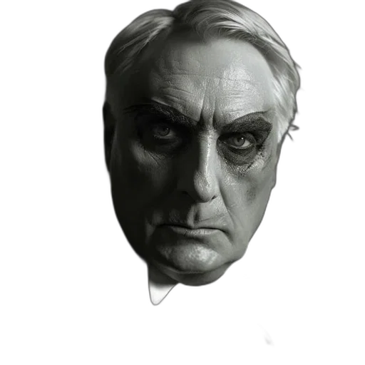 face, mask, creature, concept art, photorealistic, fantasy art, comic book art, monochrome transparent PNG cut-out