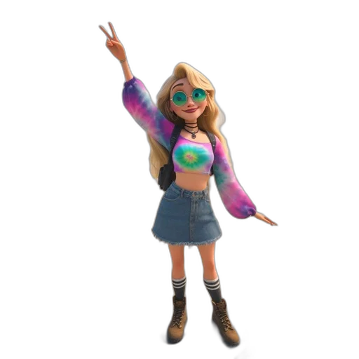 jacket, dress, staff, 3d render, concept art, cartoon, animated, woman transparent PNG cut-out