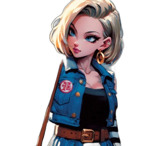 jacket, staff, concept art, comic book art, cartoon, anime, blue, animated transparent PNG cut-out