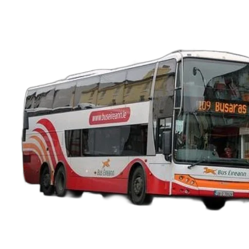 staff, 3d render, photorealistic, concept art, red, white, double-decker, bus transparent PNG cut-out