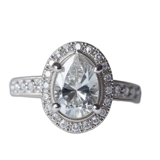 jewelry, crown, engagement, ring, diamond, center, baguetts, round transparent PNG cut-out