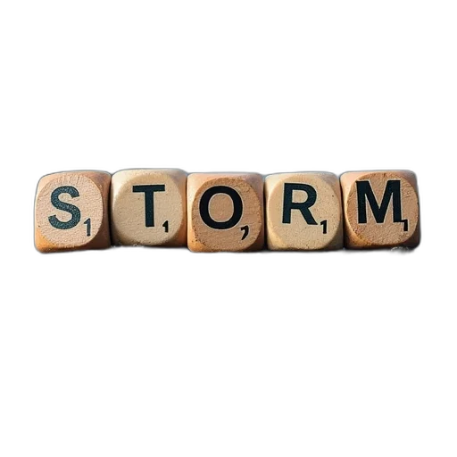 umbrella, word, storm, spelled, scrabble, tiles, wooden, letters transparent PNG cut-out
