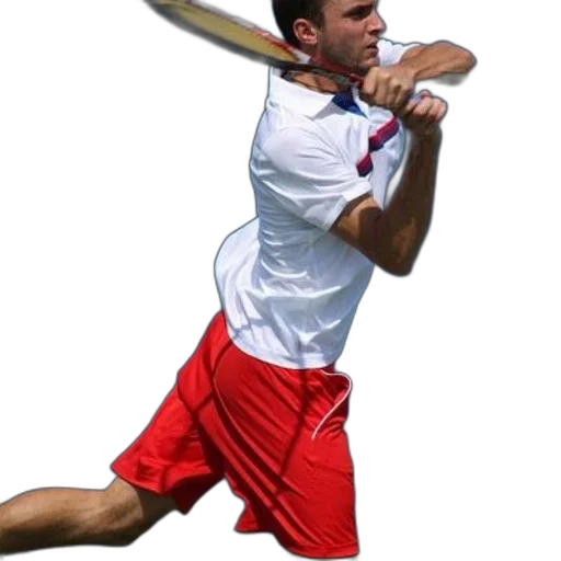 staff, weapon, photorealistic, man, white, shirt, red, shorts transparent PNG cut-out
