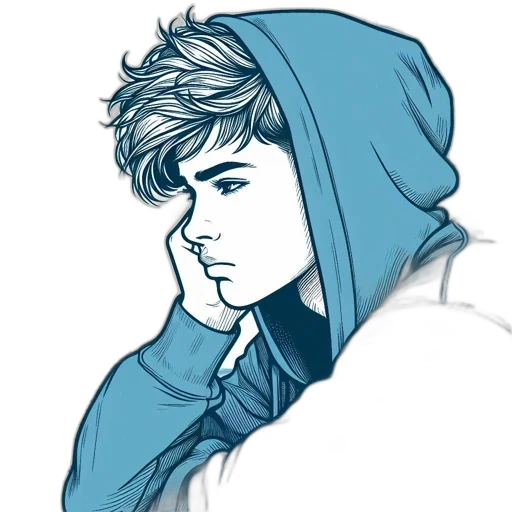 jacket, concept art, watercolor, cartoon, comic book art, blue, monochrome, pastel transparent PNG cut-out