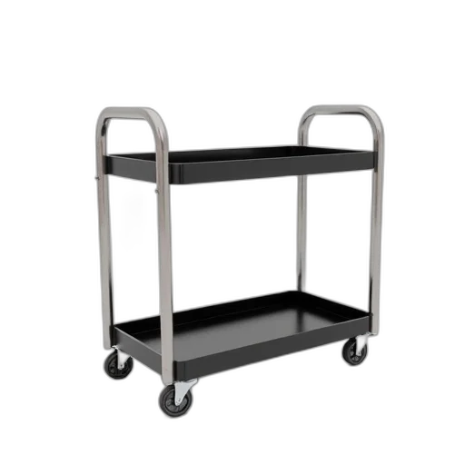 furniture, staff, 3d render, sleek, modern, metal, cart, black transparent PNG cut-out
