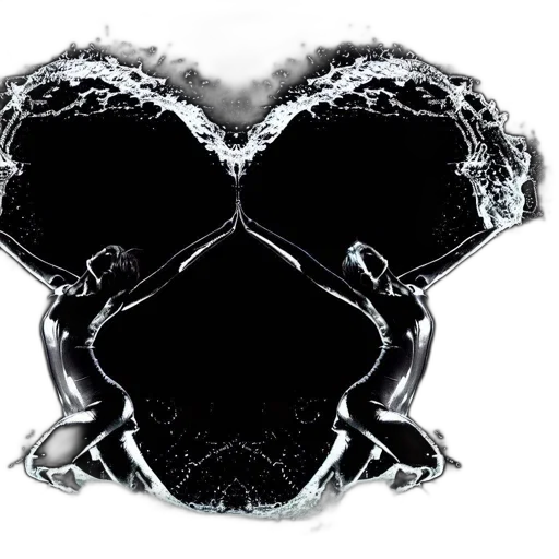 crown, mask, hair, face, two, fluid, forms, seemingly transparent PNG cut-out