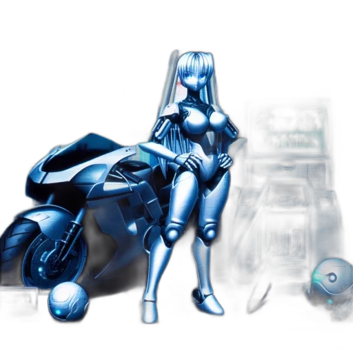 robot, concept art, fantasy art, comic book art, 3d render, outer space, blue, monochrome transparent PNG cut-out