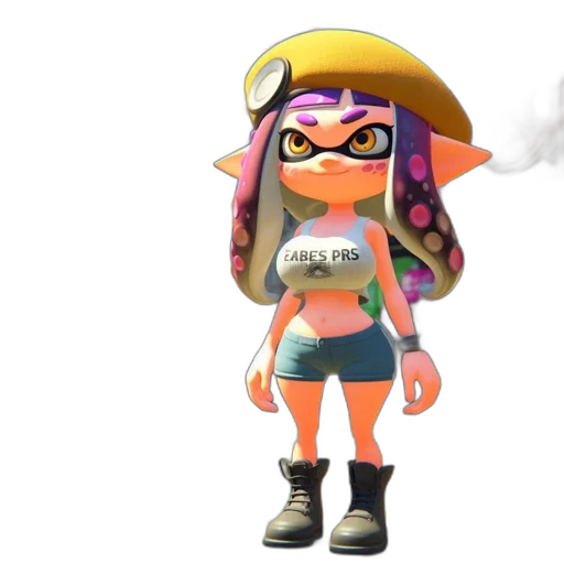 dress, weapon, hat, jacket, concept art, vaporwave, 3d render, cartoon transparent PNG cut-out