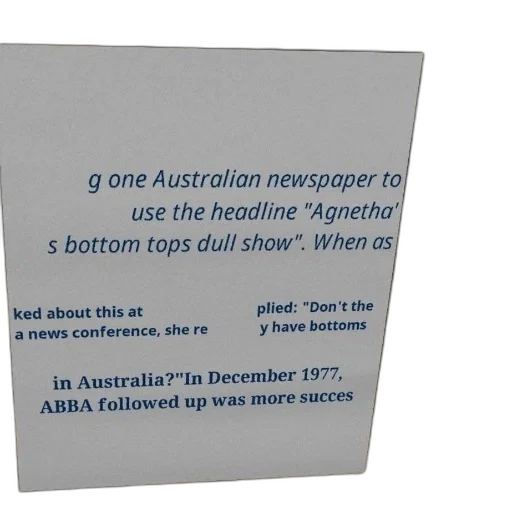 newspaper, headline, australia, about, abba, agnetha, fältskog, bottom transparent PNG cut-out