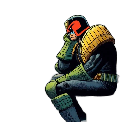 jacket, robot, mask, comic book art, concept art, pixel art, cyberpunk, outer space transparent PNG cut-out
