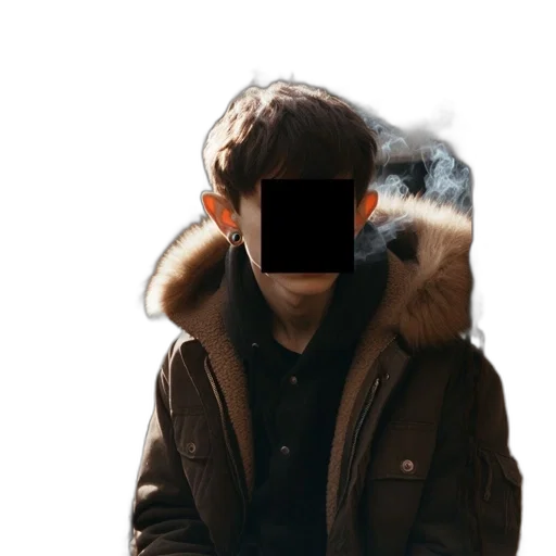 jacket, mask, face, hat, photorealistic, cyberpunk, 3d render, concept art transparent PNG cut-out